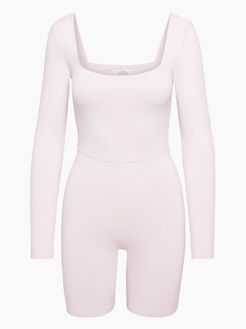 Aritzia Babaton Contour Long Sleeve Square Neck Romper in Light Pink